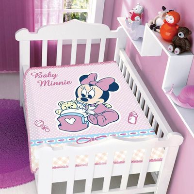 Cobertor-Raschel-Disney-Baby-Minnie-com-Bercinho-Rosa-Jolitex