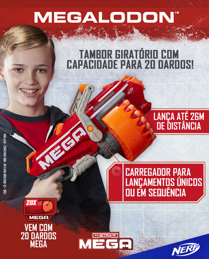 Lançador Nerf - Nerf N-strike Mega - Megalodon - Hasbro