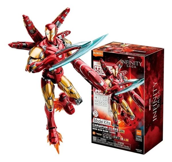 Blokees Model Kit Marvel Infinity Saga Champion Class DX 01 Iron Man MK85 Mark Lxxxv 14 Cm C/Luz - 167 peças