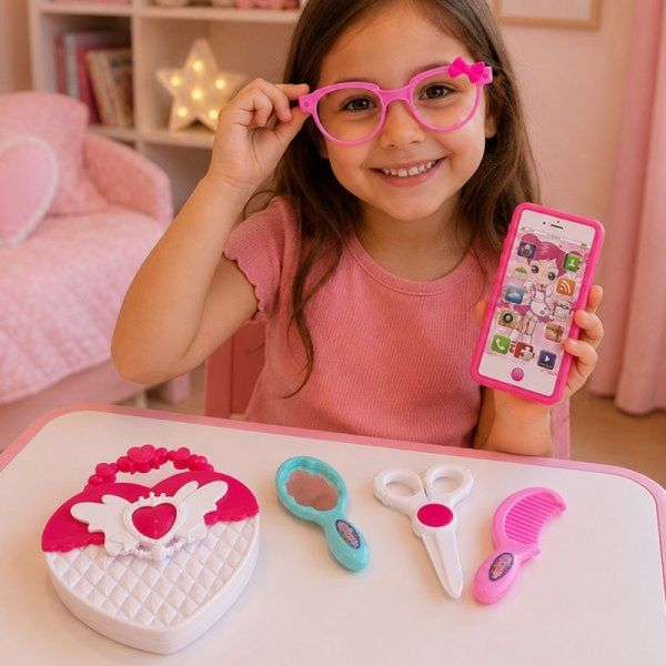 Brinquedo Infantil Salão De Beleza Maleta Celular Kit 6pçs