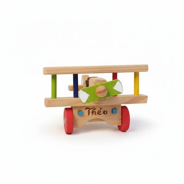 Avião Decorativo de Madeira Pinus e MDF com Gravação Multicolorido