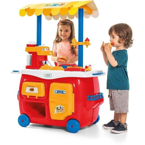 Brinquedo Lanchonete Completa com Máquina de Café e Suco e Rodinhas