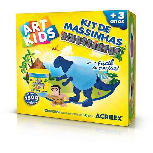 Kit Massa para Modelar Art Kids Dinossauro 2 Azul Acrilex