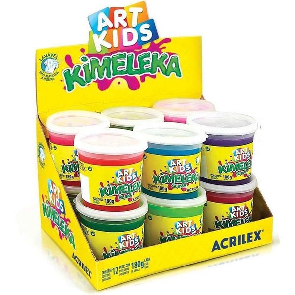 Slime Kimeleka Cores Sortidas 180g Caixa com 12 Não Tóxica Acrilex