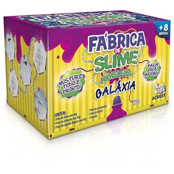 Kit Fábrica de Slime Kimeleka Galáxia Efeito Galáctico Caixa com 4 Acrilex