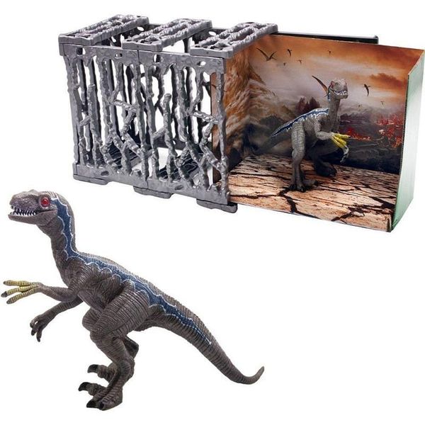 Dinossauro Dino na Jaula com Movimento Boca Flexível Pica Pau Brinquedos