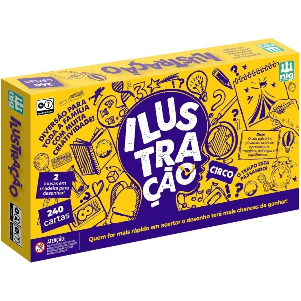 Jogo de Tabuleiro Ilustração 240 Cartas Desenho e Mímica Nig Brinquedos