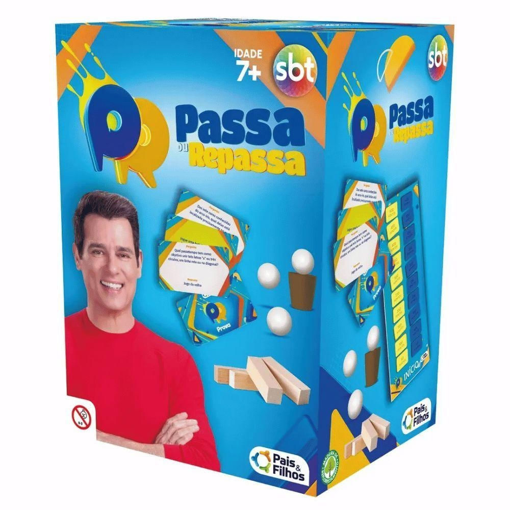 Jogo de Tabuleiro Passa Ou Repassa SBT 2 Equipes Pais & Filhos