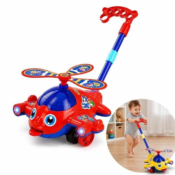 Aviao Musical Infantil Andador com Helice Giratoria Educativo Yeet