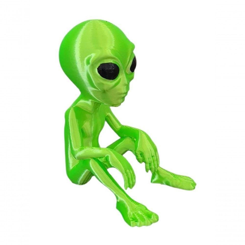 Boneco Decorativo Alienígena Figura 3D Plástico PLA 6,5cm Verde Neon