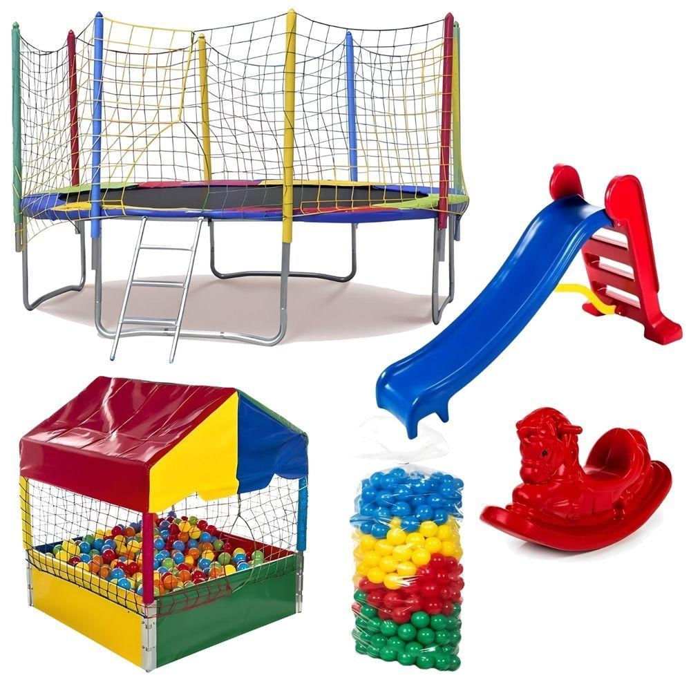 Kit Playground Pula 3,05m Piscina 1,00m Escorregador e Gangorra Rotoplay Brinquedos