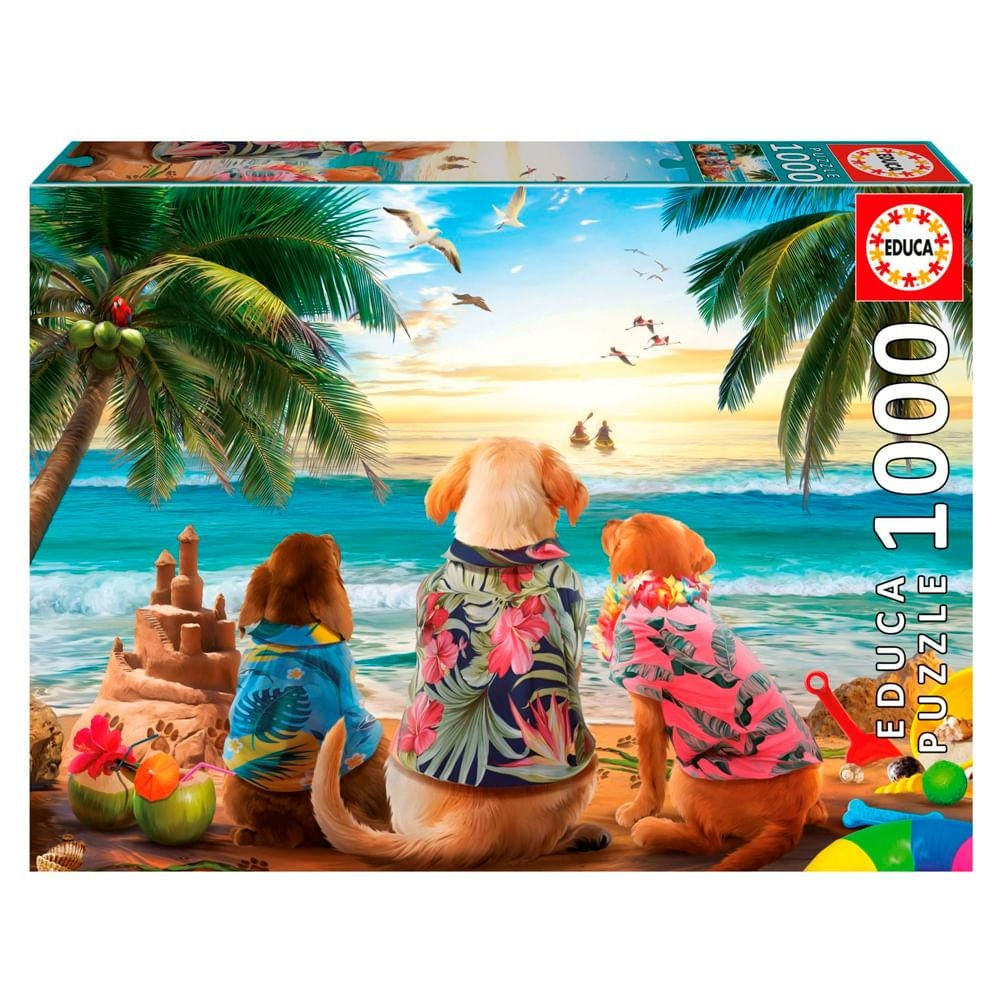 Puzzle 1000 Peças Pets na Praia - Educa 20291