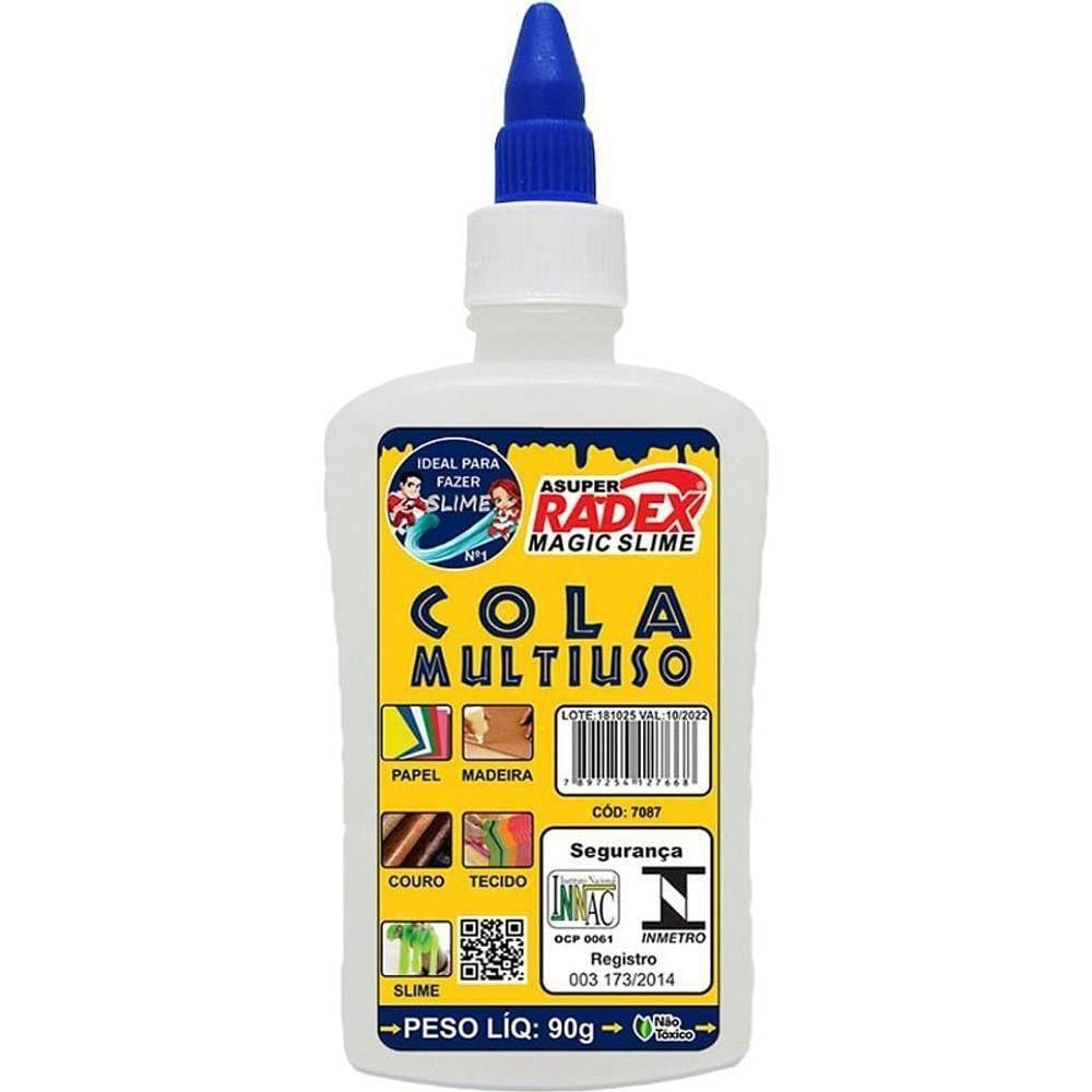Cola para Slime Transparente 90g Caixa com 12 Unidades Radex