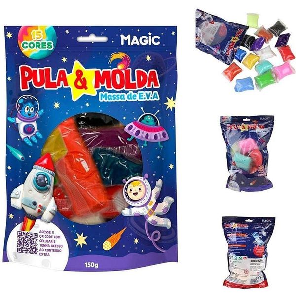 Massa de Modelar Pula e Molda Espaço 150g 15 Cores Cia do Pula
