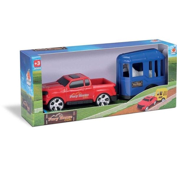 Carrinho Fury Horse Ride com Trailer e Cavalo Cores Sortidas Orange Toys