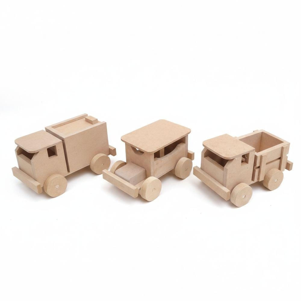 Bloco de Montar Kit Trio Alegria Cru Caminhão Madeira Rodas Móveis Alegria Brinquedos