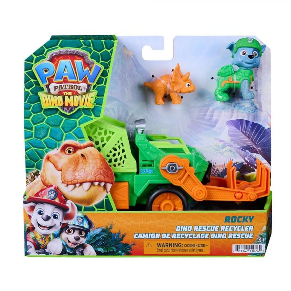 Patrulha Canina Figura E Veículo Rocky Aventura Dino Sunny
