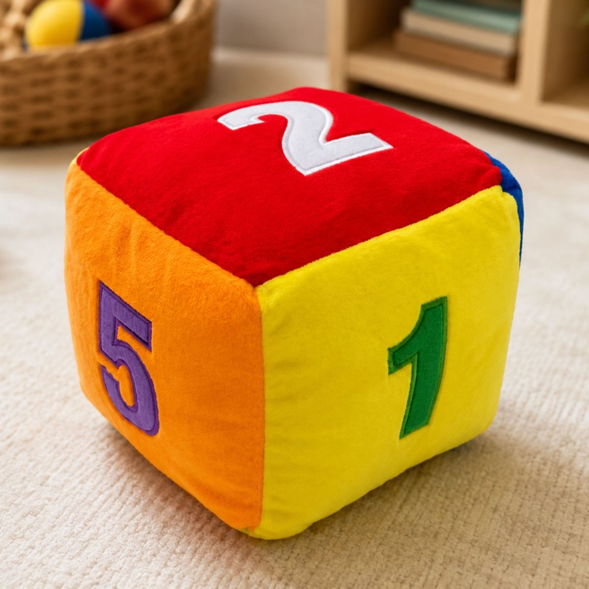 Dadinho de Pelúcia Numérico Colorido Fizzy com Chocalho - Macio e Educativo para Bebês