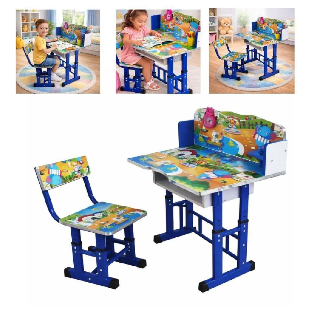 Mesa Infantil Ajustável com Cadeira Didática 3 Níveis Azul Yeet