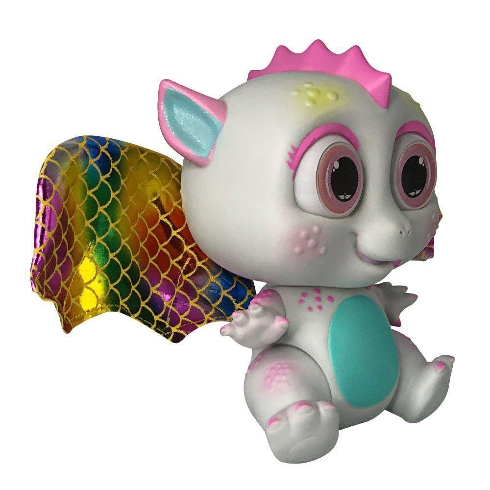 Brinquedo Bebê Dragão Voador com Asas Que Se Movem Branco Anjo Toys
