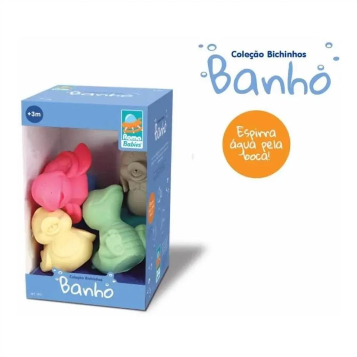 Kit 6 Bichinhos de Banho Bebê Vinil Macio Espirra Água Roma