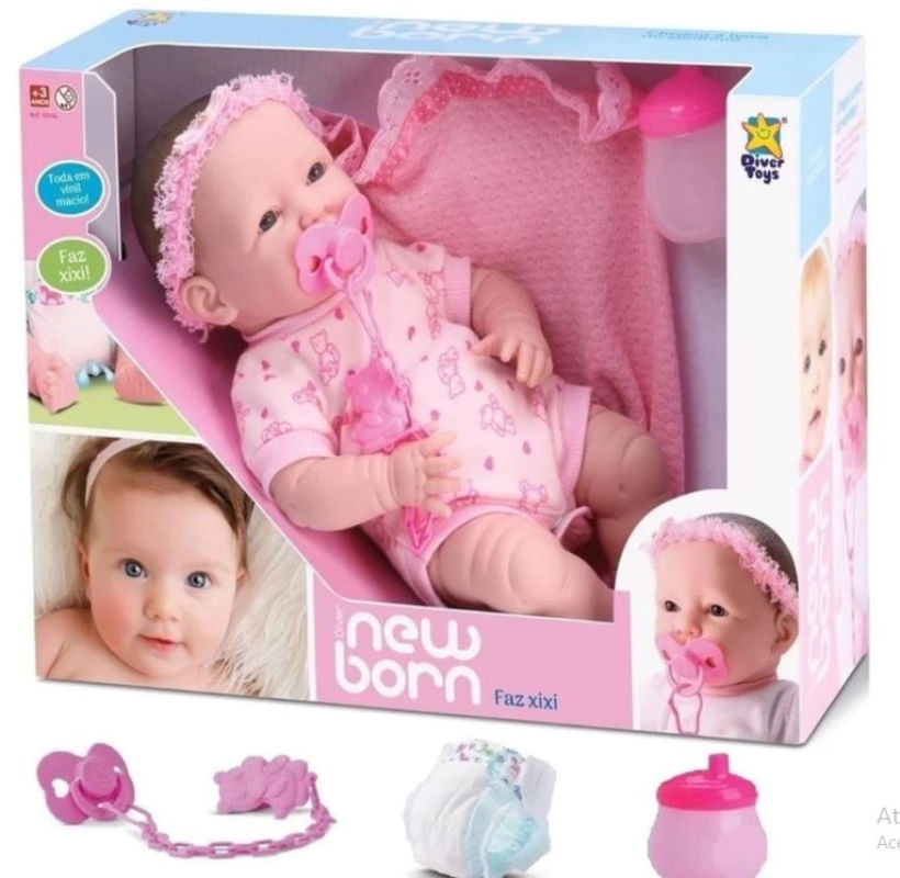 BONECA DIVER NEW BORN - FAZ XIXI - DIVERTOYS