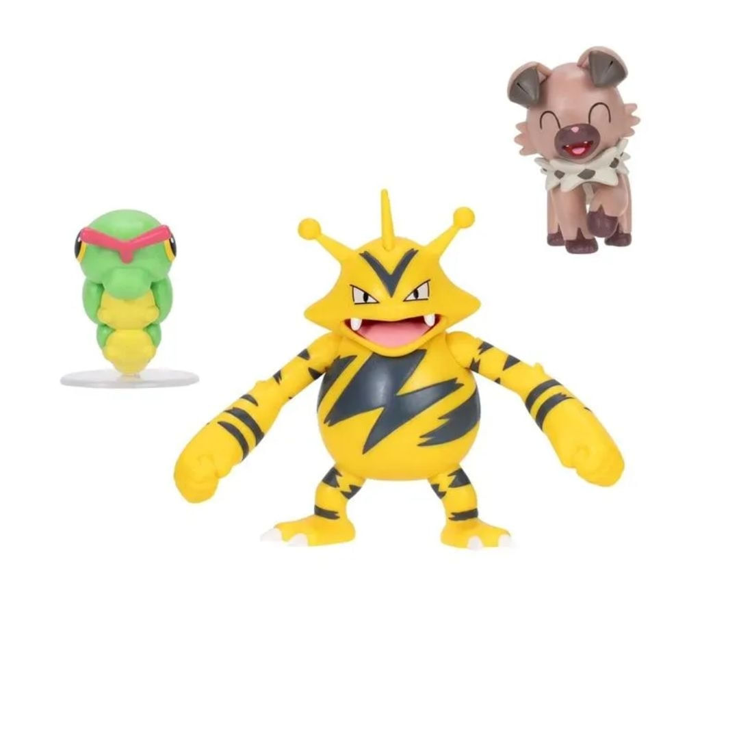 Caterpie Electabuzz e Rockruff Pokemon Battle Figure 3424