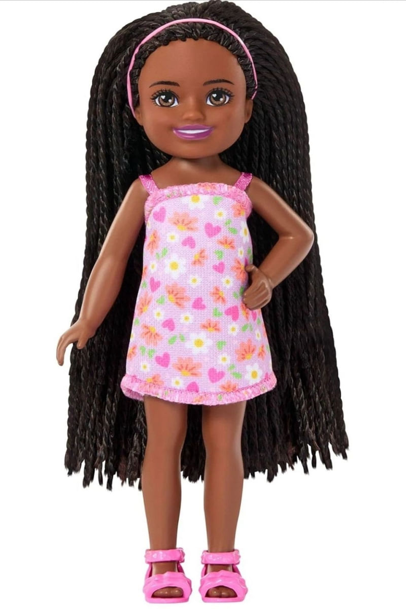 Boneca Barbie Chelsea Negra Vestido Floral - Club Chelsea - JJB34 - Mattel