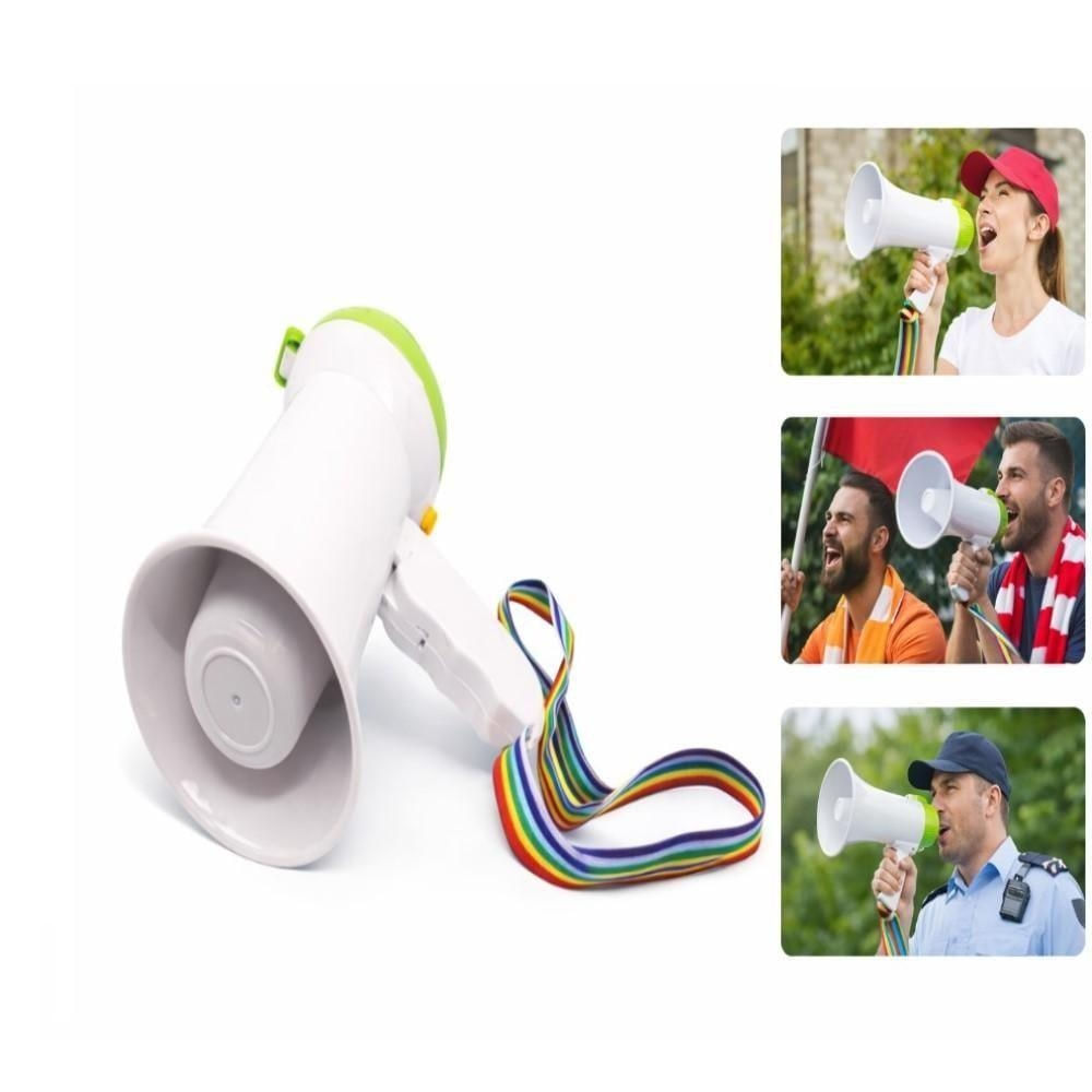 Megafone Portátil Mini Gravador Sirene Musical Dobrável a Pilha