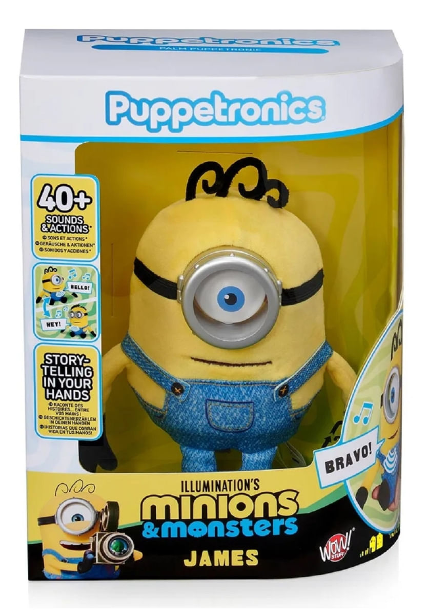 Minions & Monstros Puppetronics James Interativo 18Cm – 40 Sons e Reações - - Interage C/Outros Minions - Sunny