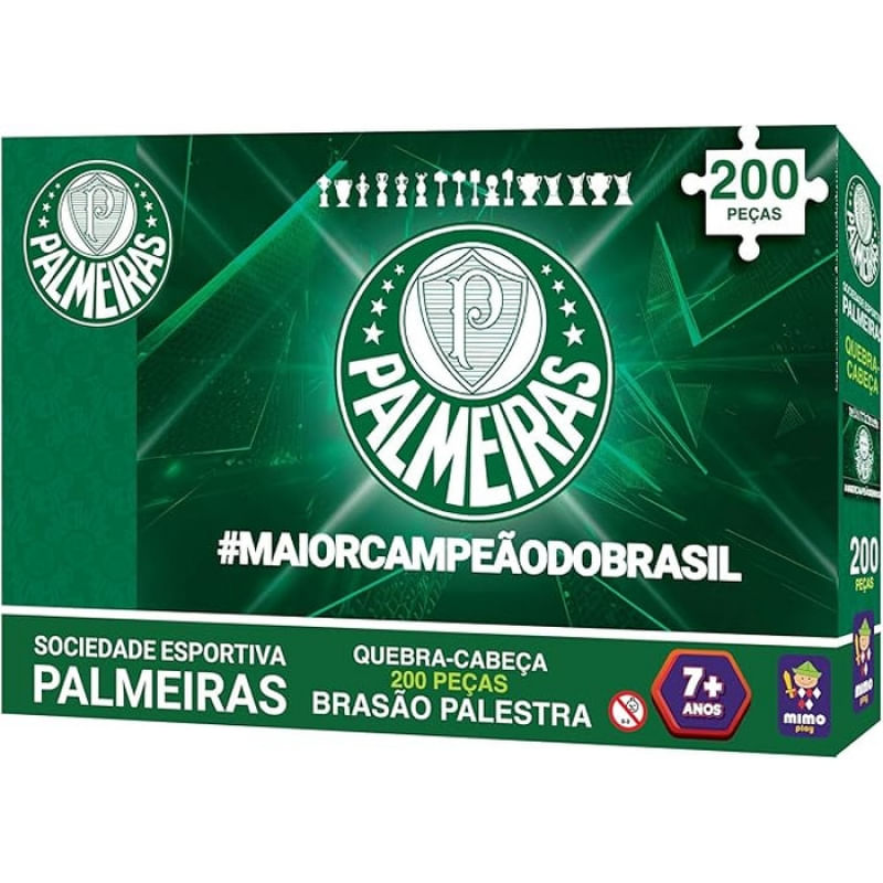 QUEBRA CABEÇA PALMEIRAS BRASÃO VERDÃO 200 PEÇAS - MIMO TOYS