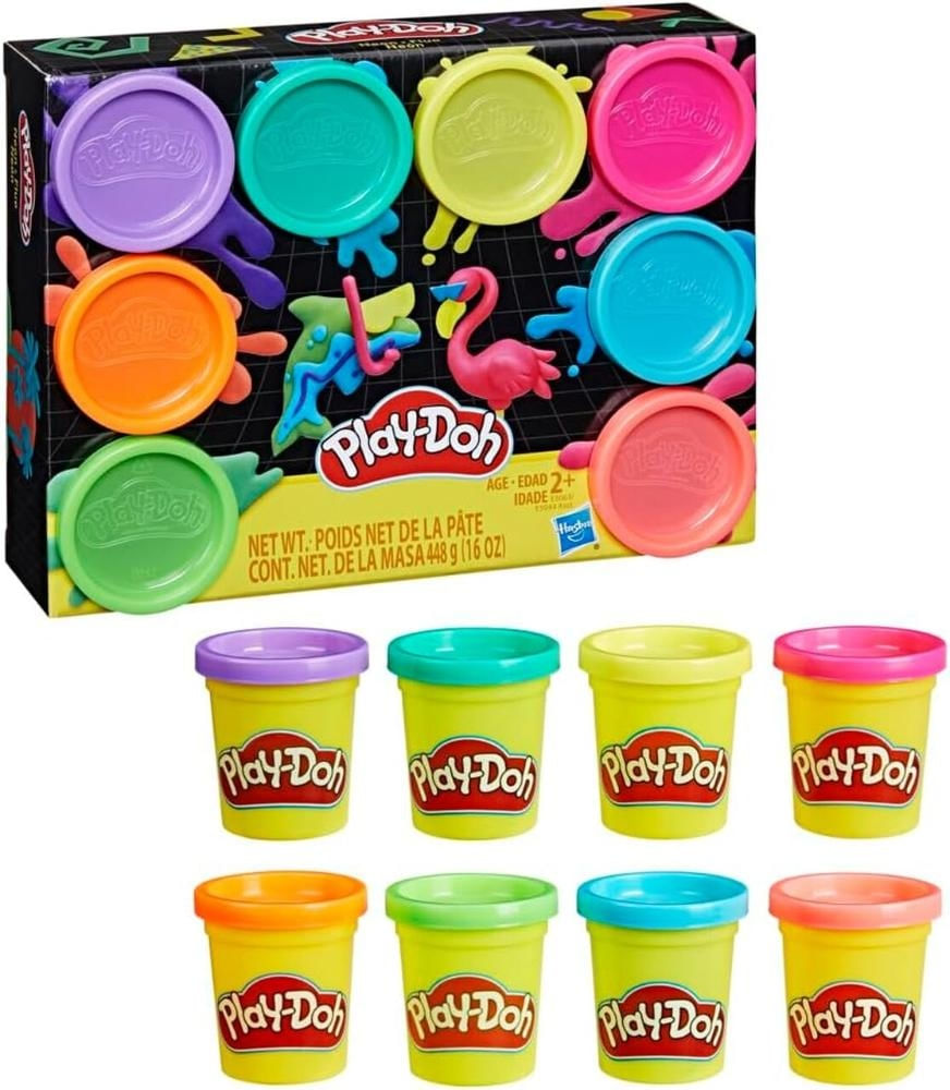 Conjunto Massinha Play Doh 8 Potes Neon Hasbro - G1887