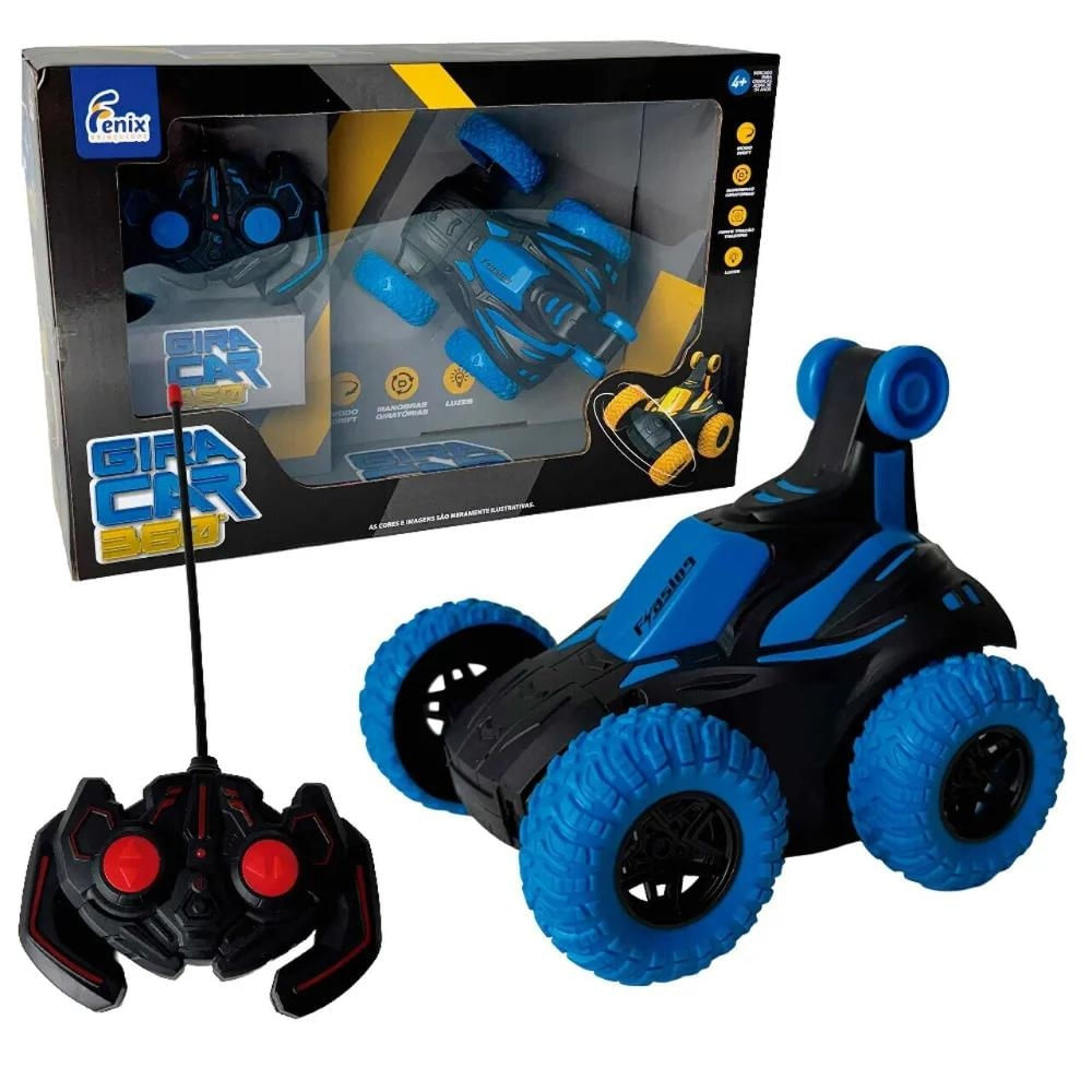 Carrinho Controle Remoto Gira Car 360 Azul Fenix CCR-446AZ
