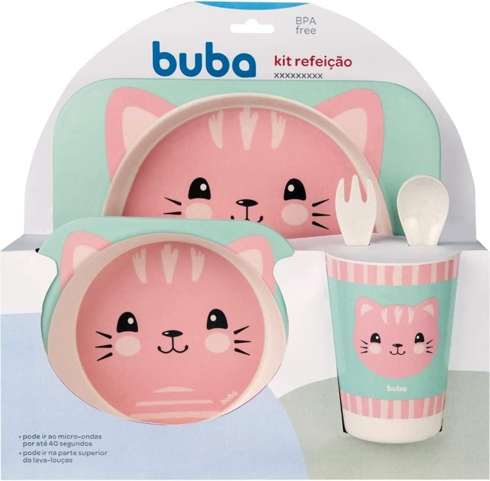Kit De Refeição Para Bebe Bambu Gatinho Buba - 13209
