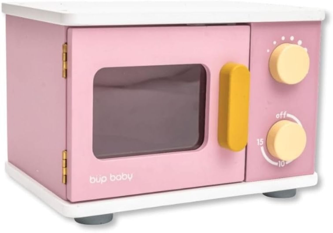Brinquedo De Madeira Forno Micro-ondas Rosa Bup Baby