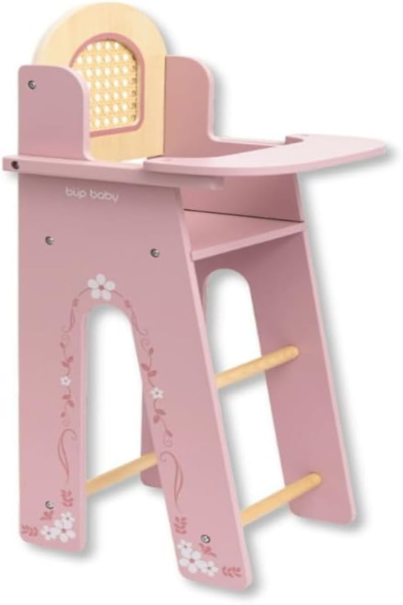 Brinquedo De Madeira Cadeira De Papá Para Boneca Rosa Bup Baby