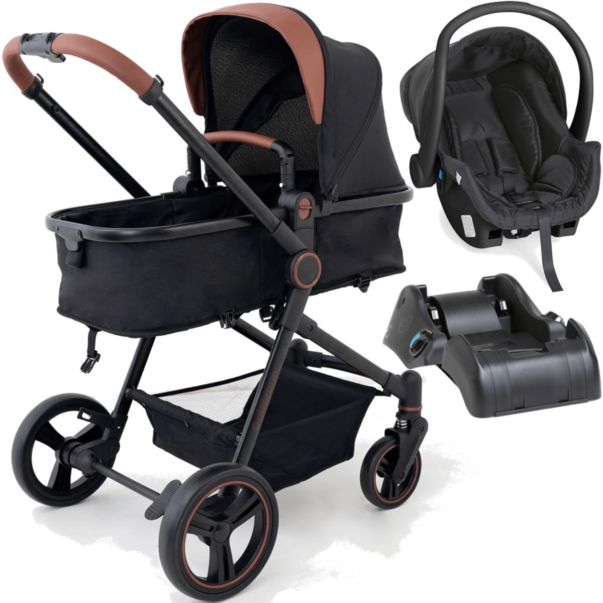 Carrinho Bebe Moises Bebe Cocoon Preto Base Galzerano Ivy G22 Black