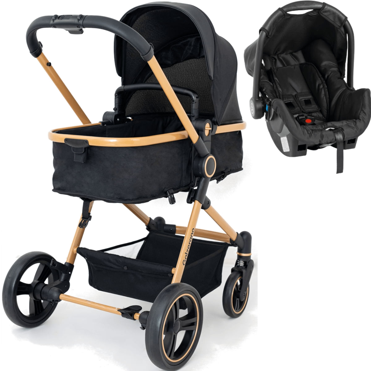 Carrinho de Bebe Moises com Bebe Conforto Galzerano Ivy G22 Gold