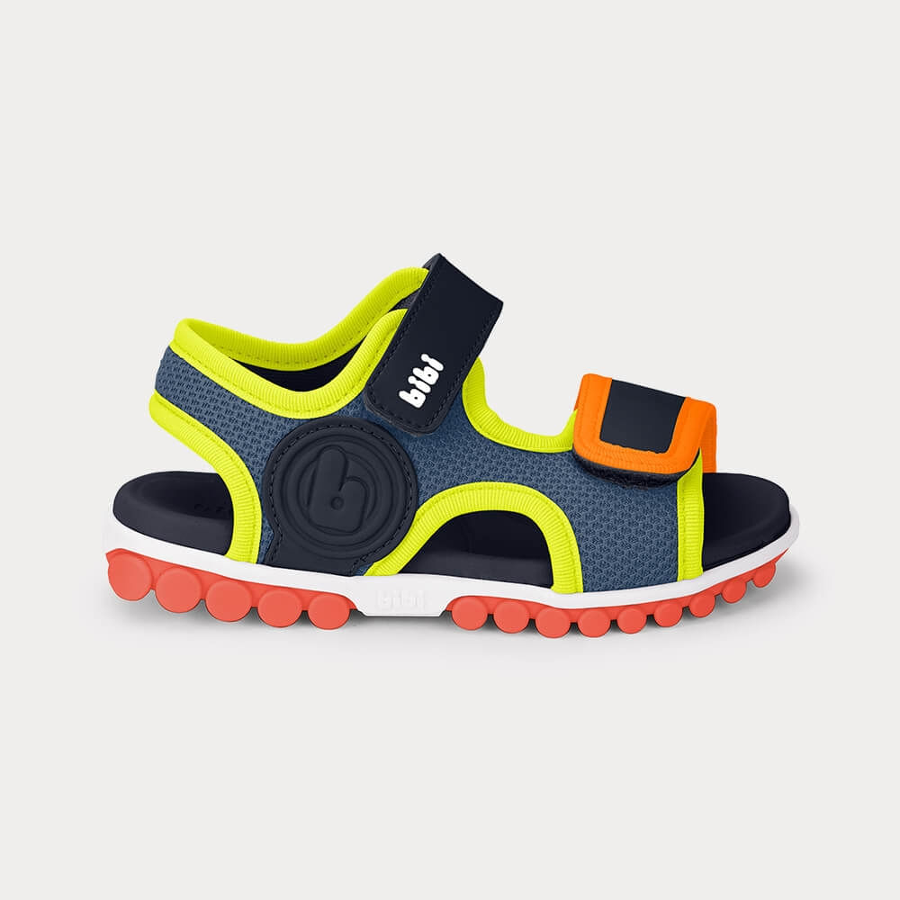 Sandália Infantil Bibi Summer Roller Sport 2.0 Azul com Amarelo