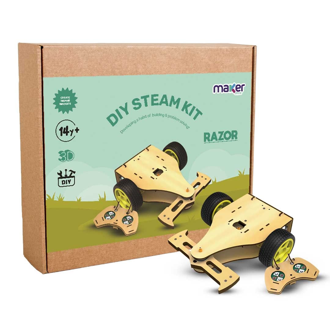 Kit de Robótica STEM Carrinho MDF Controle Razor