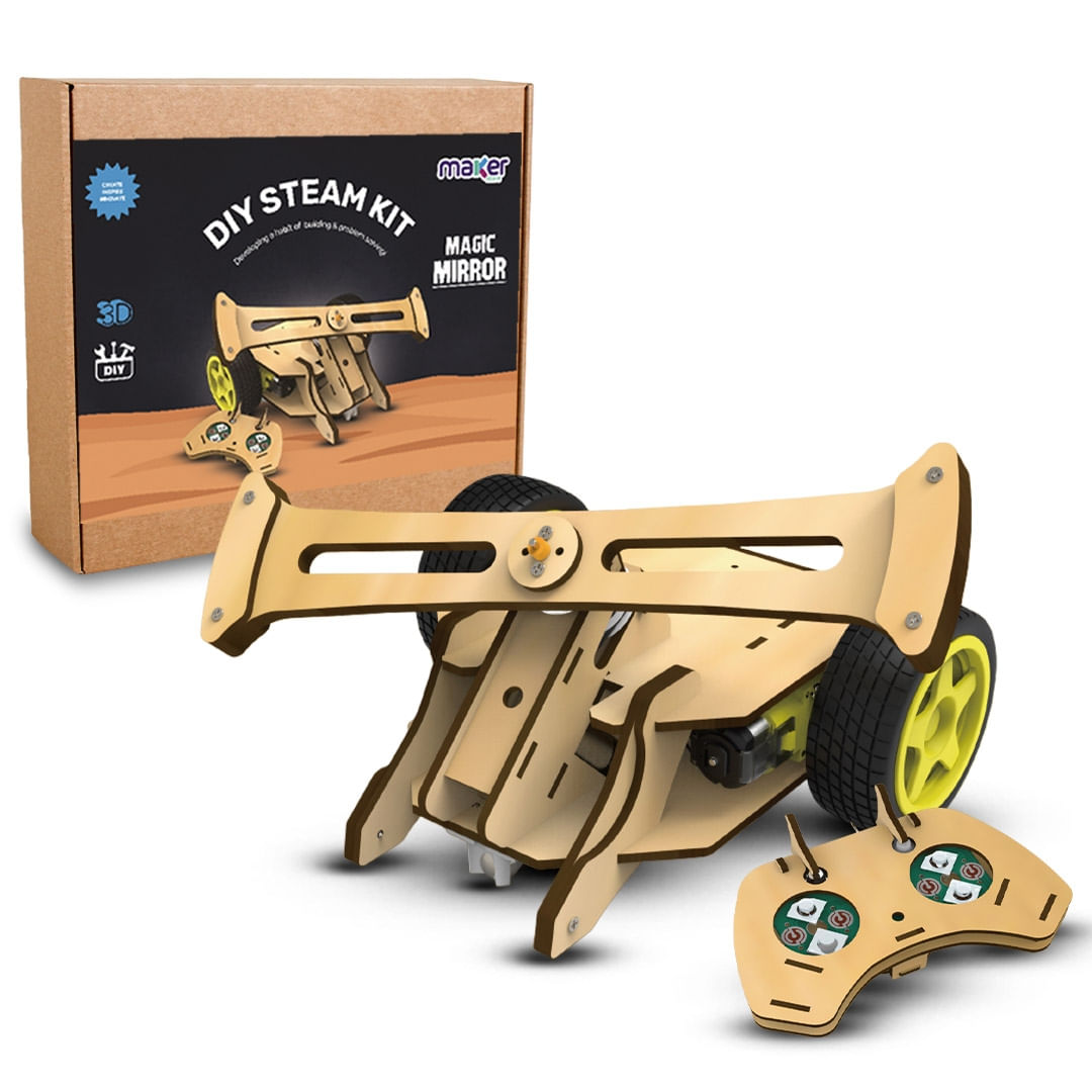Kit de Robótica MDF Carro Combate STEM Magic Mirror