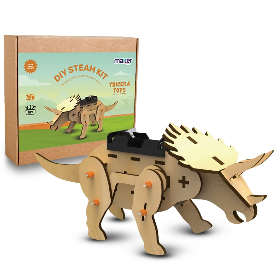 Kit de Robótica STEM Dinossauro Triceratops MDF