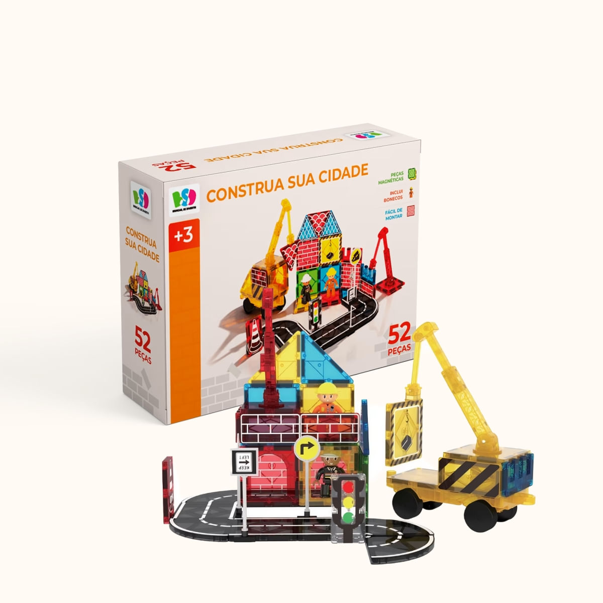 Blocos Magnéticos Construção 52 Peças
