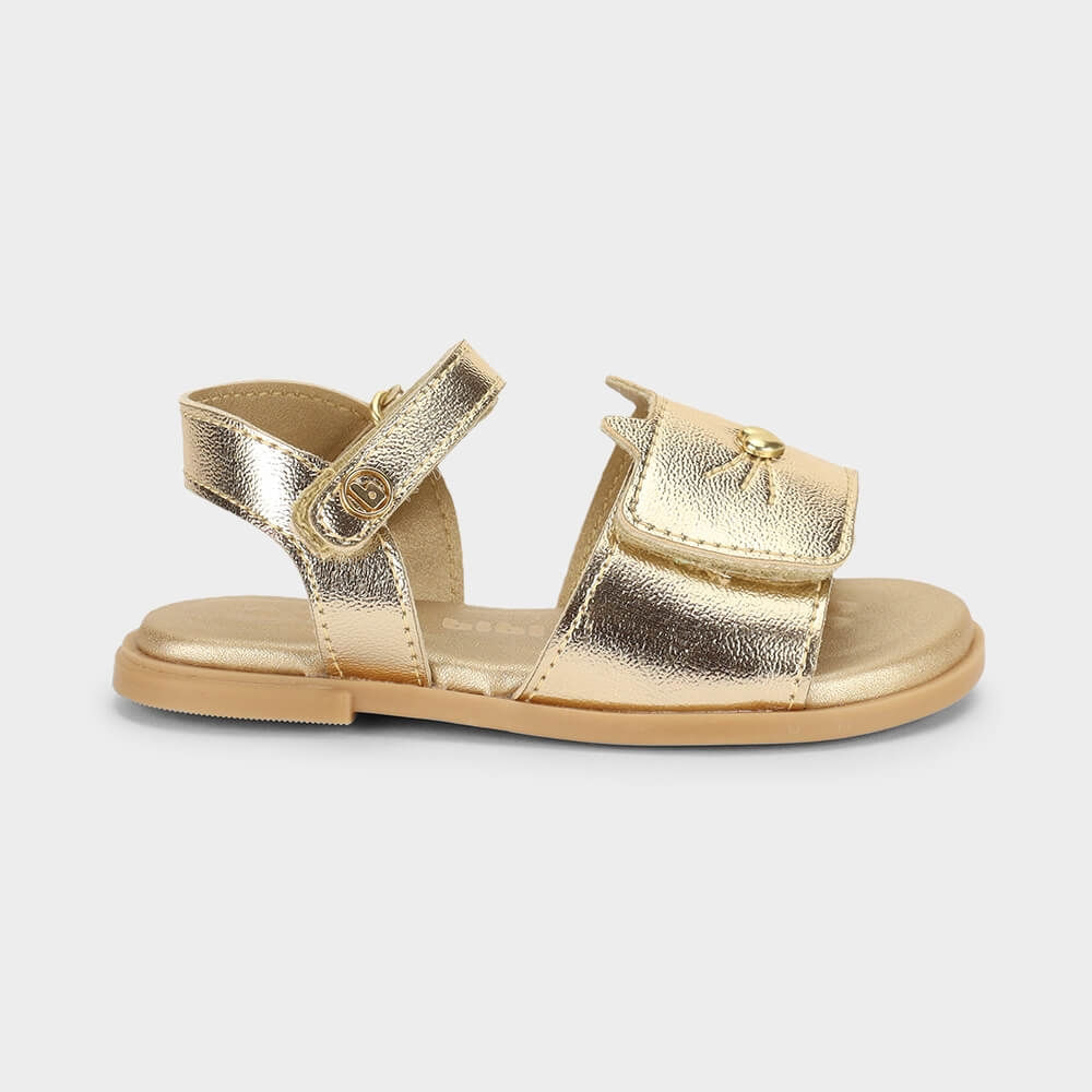 Sandália Infantil Bibi Shine Mini Dourada de Gatinho