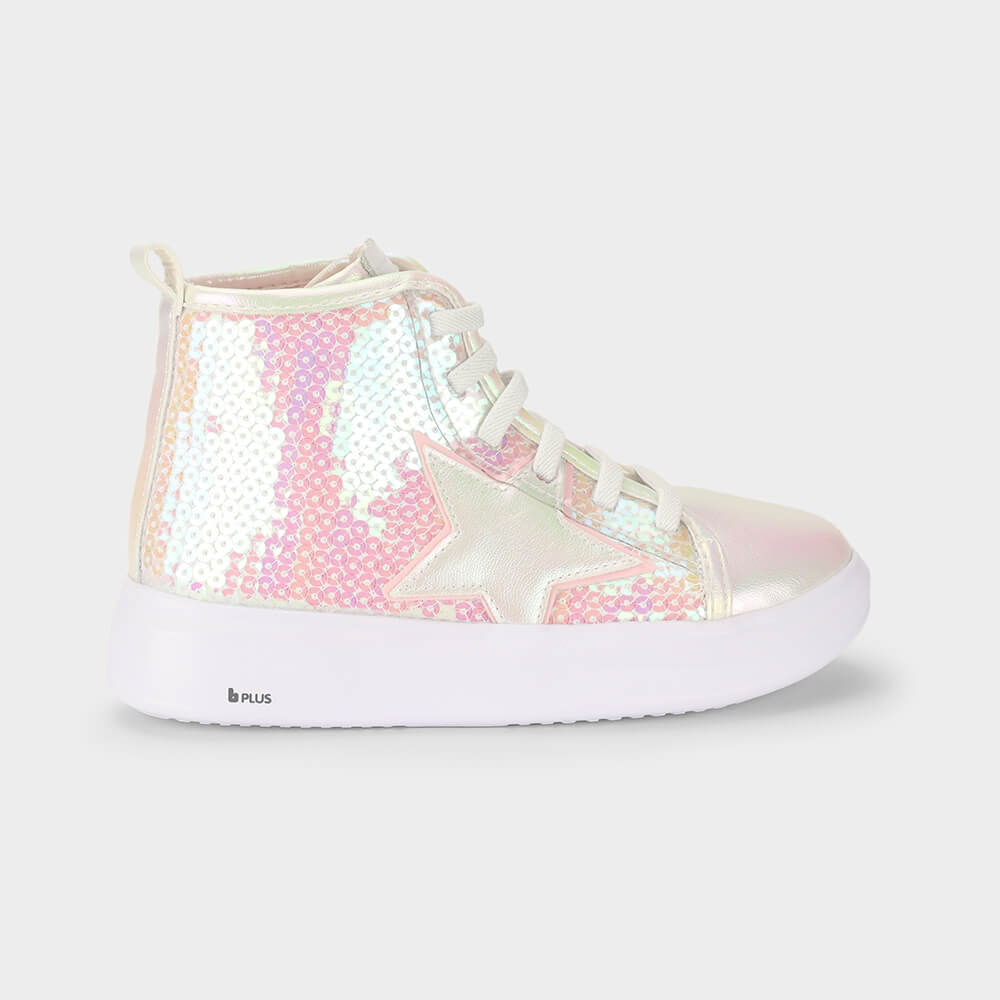 Abotinado Infantil Bibi Glam Branco Perolizado de Brilho