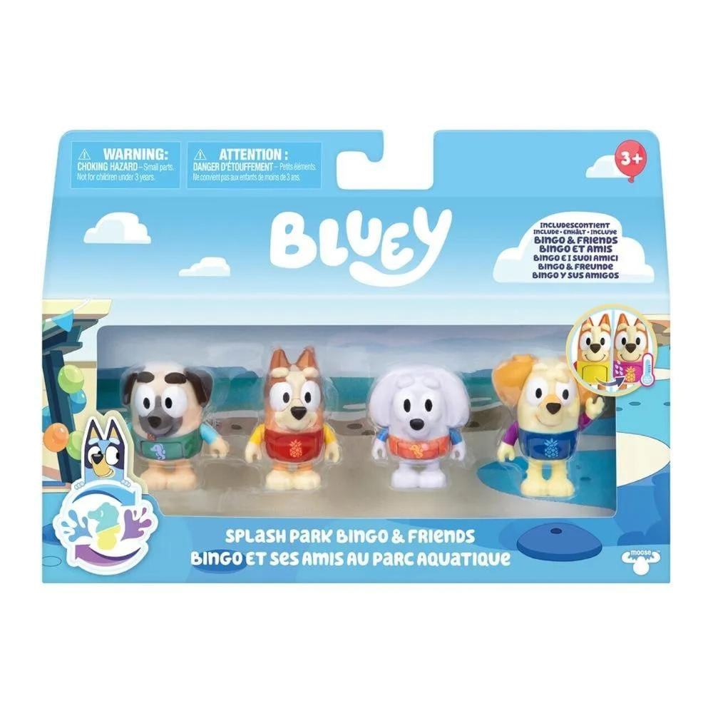 Kit 4 Boneco Bluey Muda de Cor Parque Aquático Candide 79015