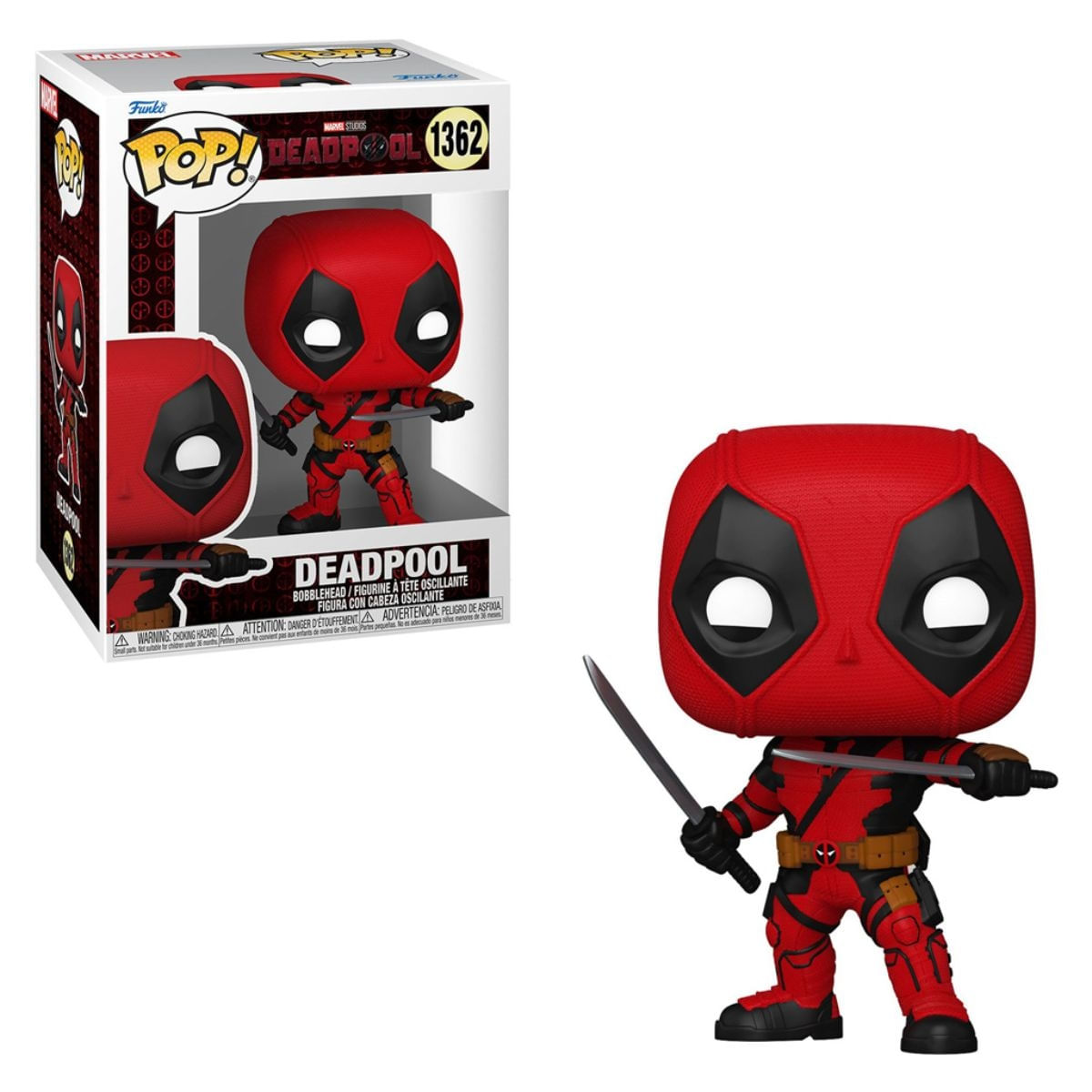 Funko Pop! Marvel Deadpool #1362 Bobblehead Figura Colecionável com Katanas