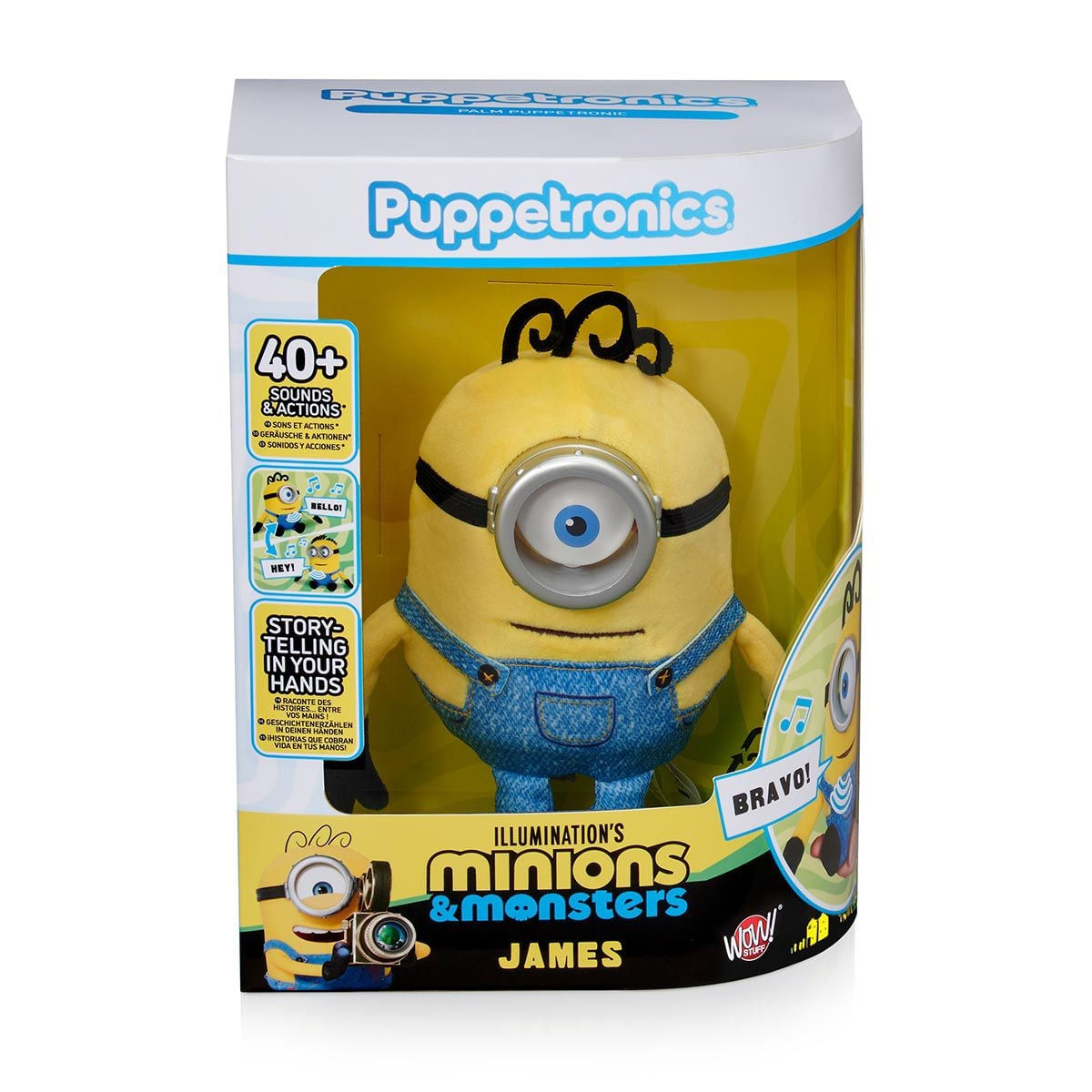 Pelúcia Minions James Puppetronics com Sons Boca Móvel e Olho que Pisca