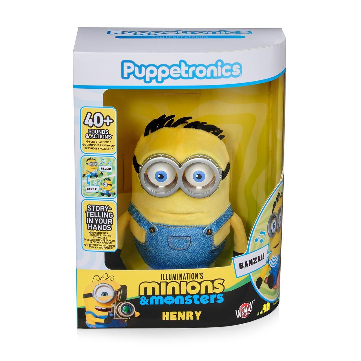 Pelúcia Minions Henry Puppetronics com Sons Boca Móvel e Olhos que Piscam