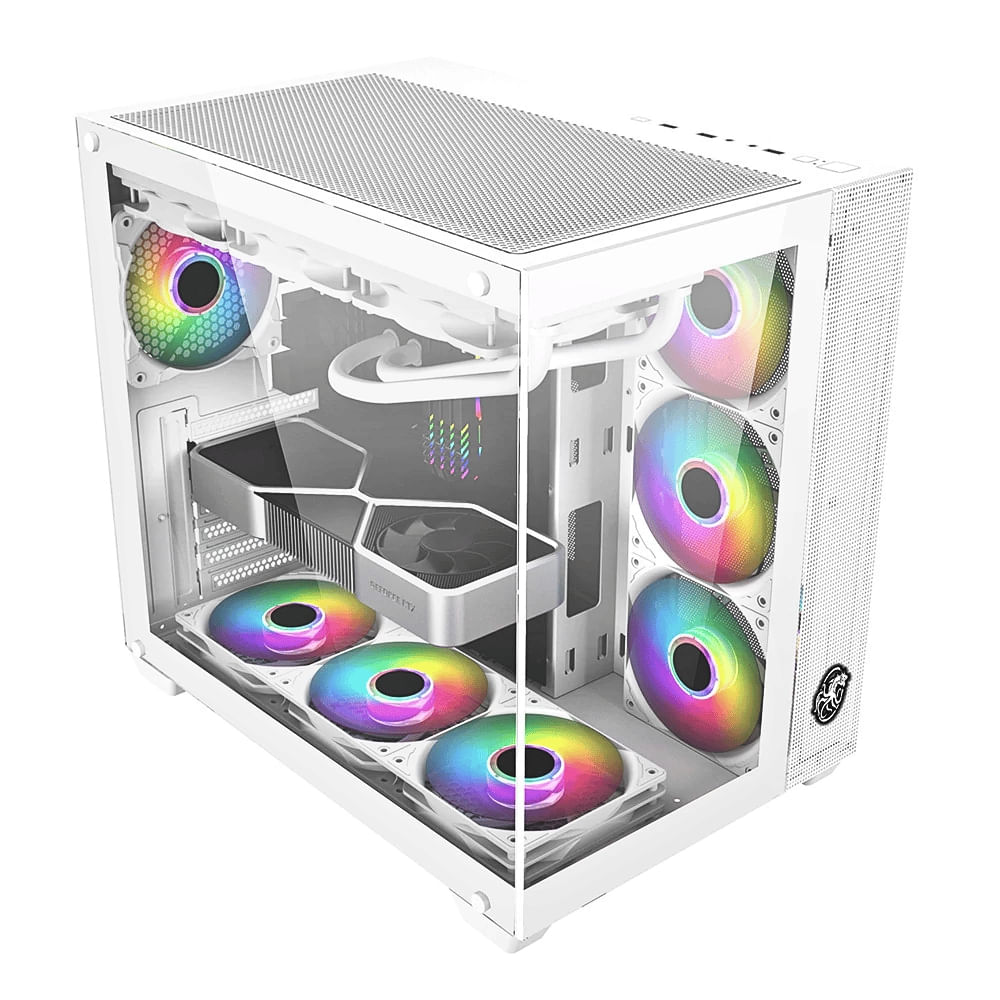 Gabinete Gamer Arbaton Branco Vidro Temperado + 4 Coolers ARGB Draxen